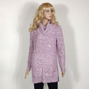 New Loft size Medium purple speckled multi colored Cowl neck sweater tunic